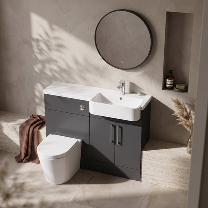 Fairford Union Gloss Grey 1100mm Square Semi Recessed Basin Right Hand Combination Pack