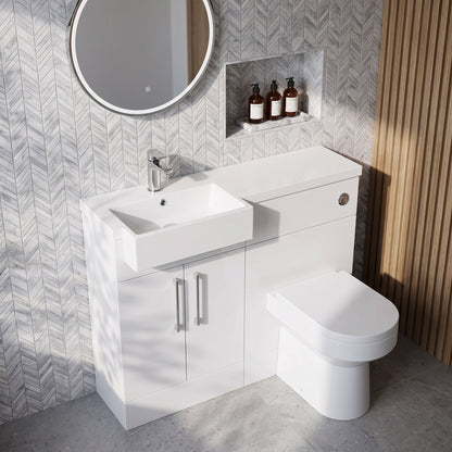 Fairford Union Gloss White 1000mm Square Semi Recessed Basin Left Hand Combination Pack