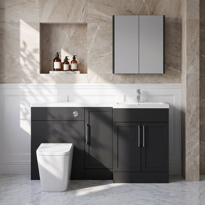 Fairford Union Style Shaker Matt Soft Black 1500mm L Shape Right Hand Combination Pack