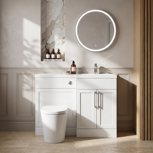 Fairford Union Style Shaker Matt White 1000mm L Shape Right Hand Combination Pack