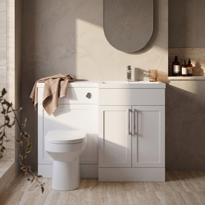 Fairford Union Style Shaker Matt White 1100mm L Shape Right Hand Combination Pack