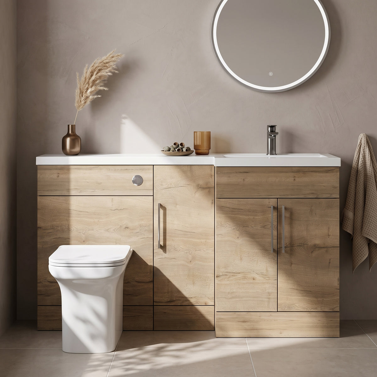 Fairford Union Style Slab Dark Oak 1500mm L Shape Right Hand Combination Pack