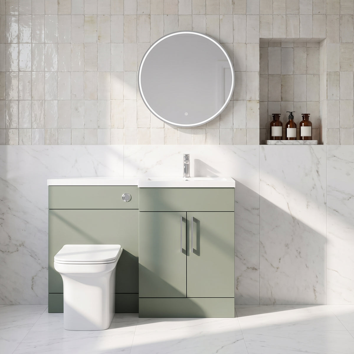 Fairford Union Style Slab Matt Lux Green 1200mm L Shape Right Hand Combination Pack