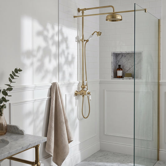 Fairford Winchester Pro Brushed Brass Dual Outlet Shower Kit