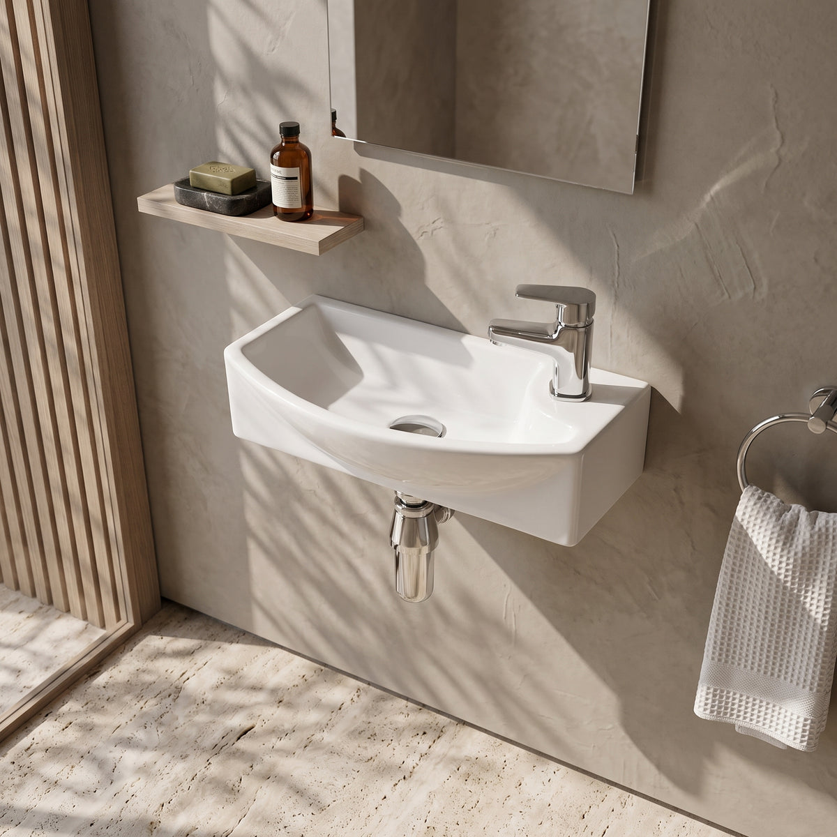 Dezine 450mm Right Hand Wall Hung Basin