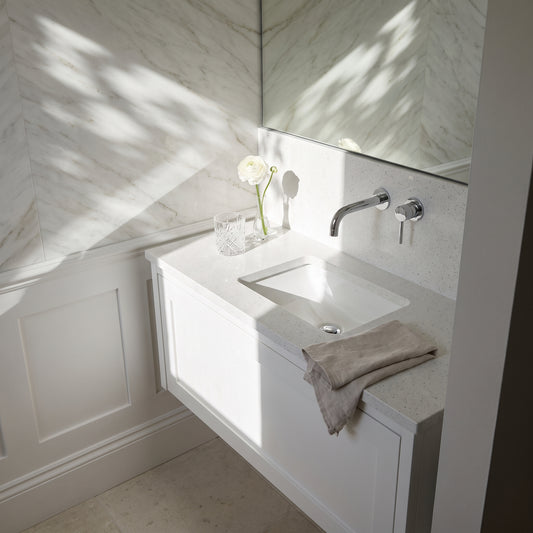 Fairford White Sparkle Worktop, 22mm Thick. 800 x 390mm