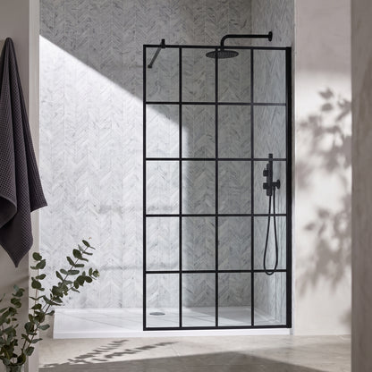Fairford 1100mm 8mm Matt Black Crittall Wetroom Screen