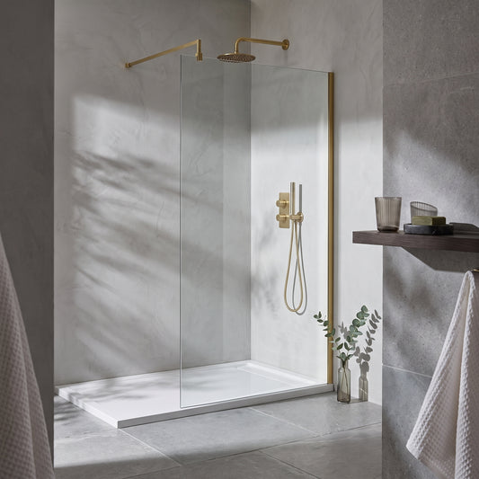 Fairford 1000mm Brushed Brass 8mm Wetroom Screen - 1850mm High