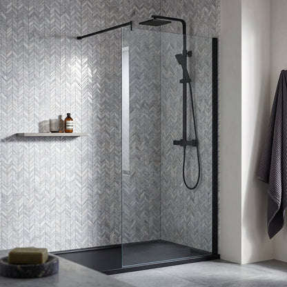 Fairford 1000mm Matt Black 8mm Wetroom Screen - 1850mm High
