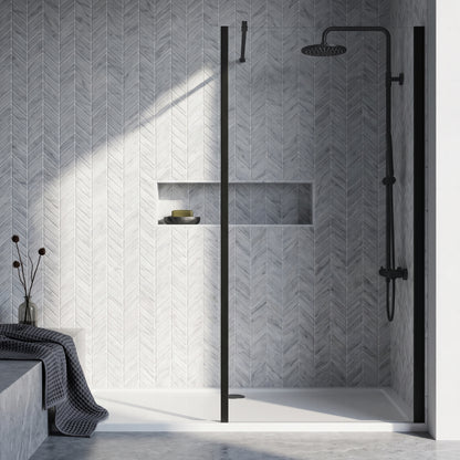 Fairford 1000mm Matt Black Vertically Framed 8mm Wetroom Screen - 1850mm High