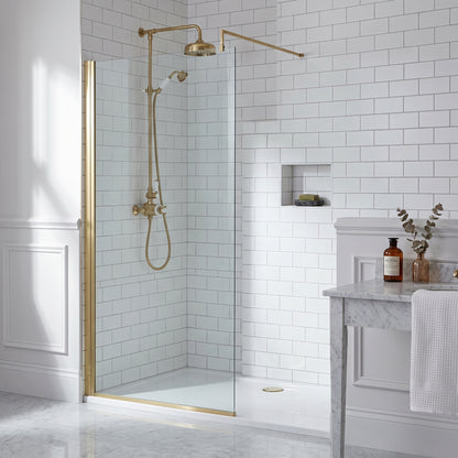 Fairford 1100mm 8mm Brushed Brass Wetroom Screen