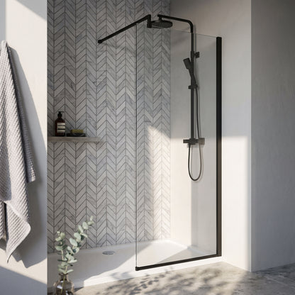 Fairford 1100mm 8mm Matt Black Framed Wetroom Screen