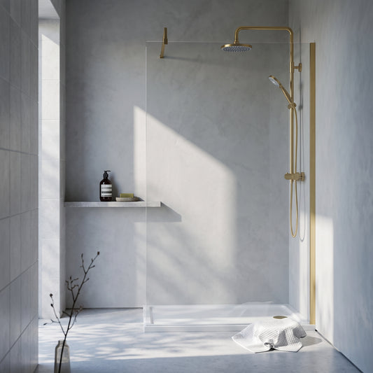 Fairford 1200mm 8mm Brushed Brass Wetroom Screen