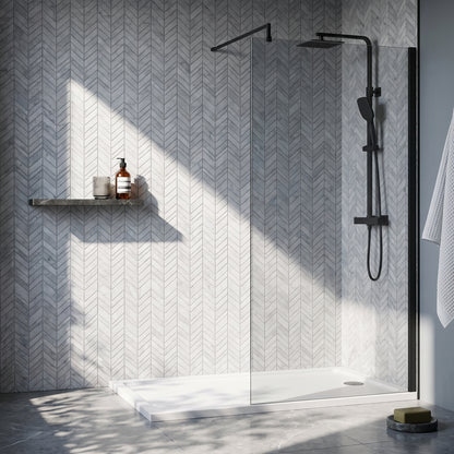 Fairford 1200mm 8mm Matt Black Framed Wetroom Screen