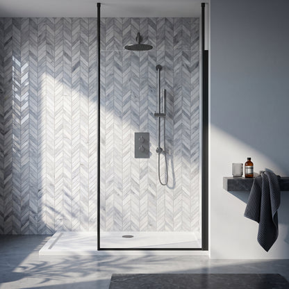Fairford 1200mm 8mm Matt Black Framed Wetroom Screen, 2 Ceiling Posts