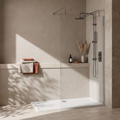 Fairford 1200mm 8mm Wetroom Screen, 2 Support Arms, 1950mm