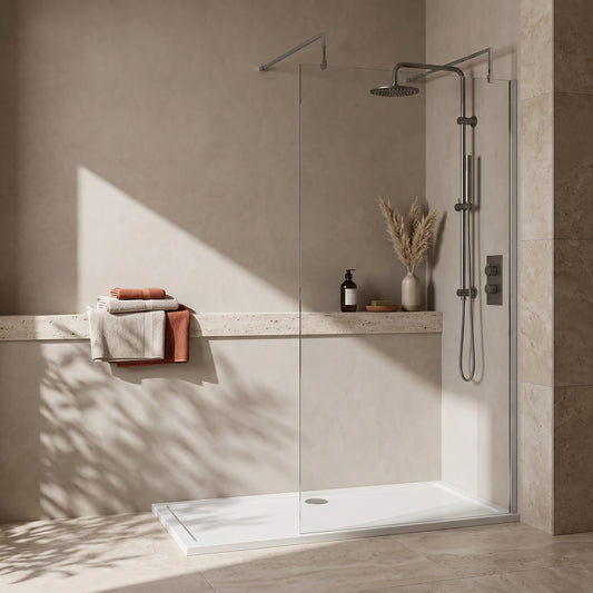 Fairford 1200mm 8mm Wetroom Screen, 2 Support Arms, 1950mm
