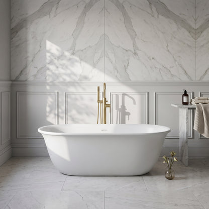 Fairford Omnia 1680 x 750 x 570mm Matt Solid Surface Freestanding Bath