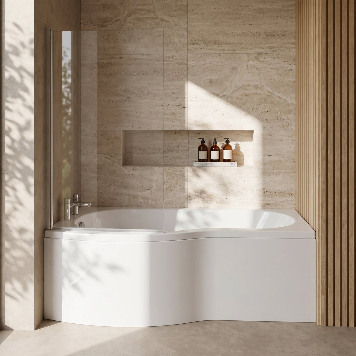 Fairford 1500 x 900mm B Shaped Left Hand Shower Bath