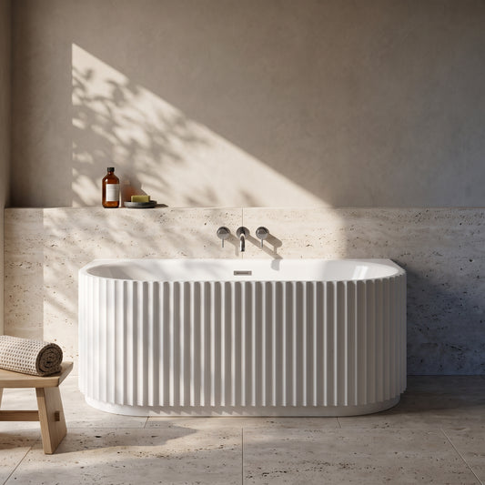 Fairford Fluted Back To Wall 1700 x 780 x 580mm Freestanding Bath