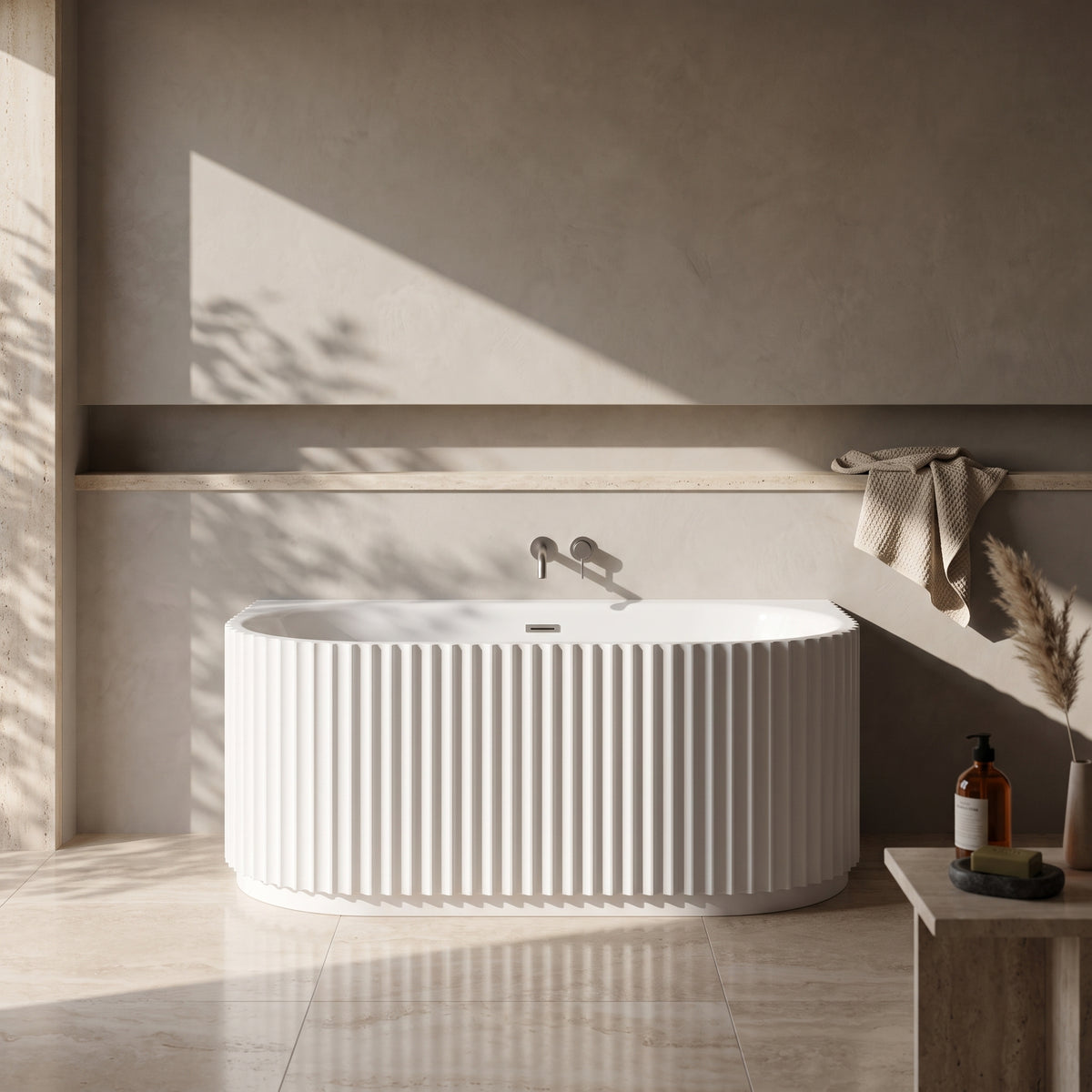 Fairford Fluted Back To Wall 1600 x 780 x 580mm Freestanding Bath