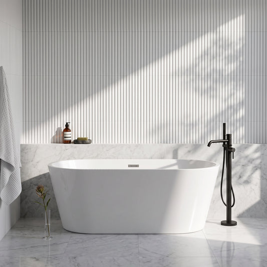 Rivato Luca 1700mm x 800mm x 580mm Gloss White Freestanding Shower Bath