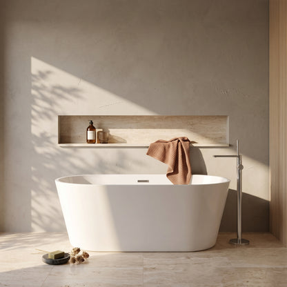 Rivato Modena 1600 x 750 x 580mm Gloss White Freestanding Shower Bath