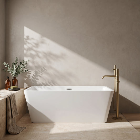 Rivato Turin 1700mm x 800mm x 580mm Gloss White Freestanding Shower Bath