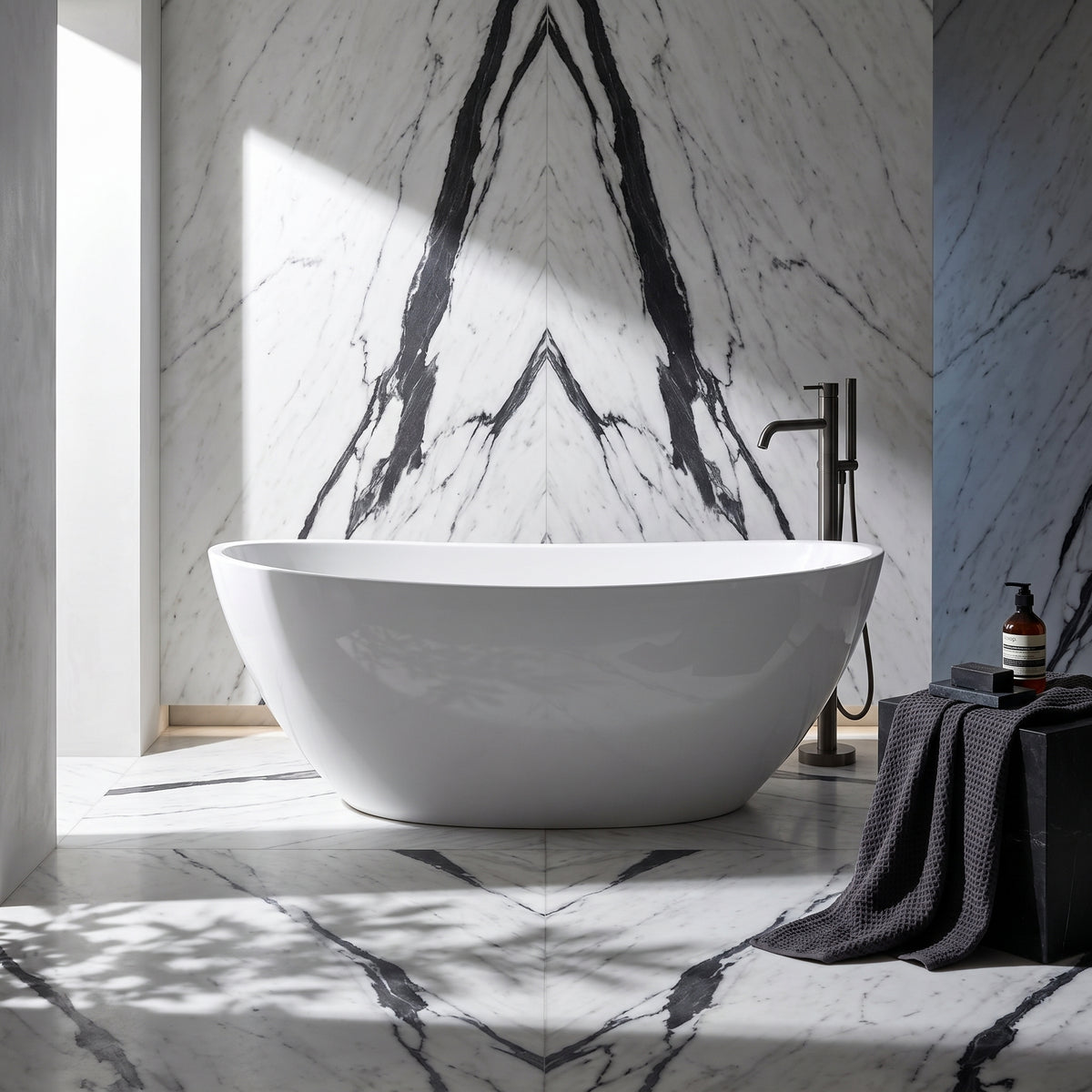 Fairford Esseta 1510 x 760 x 555mm Polished Solid Surface Freestanding Bath