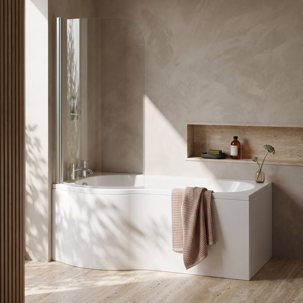 Fairford 1500 x 850 RH P Shape Bath with Screen and Panel