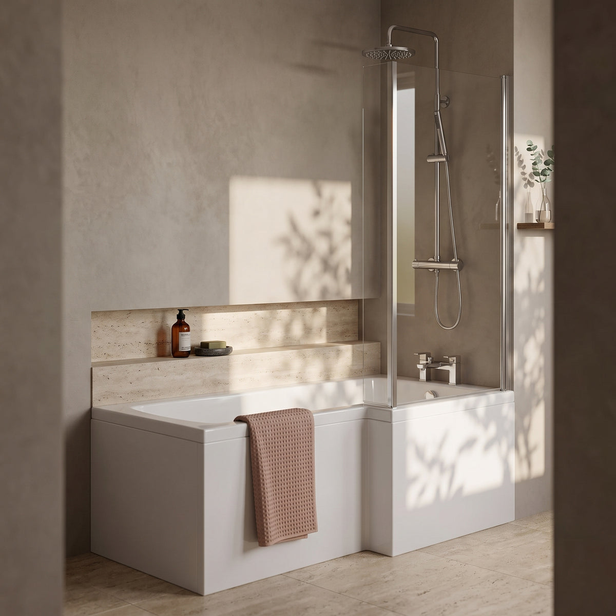 Fairford 1600 x 850mm LH L Shape Bath with Screen and Panel