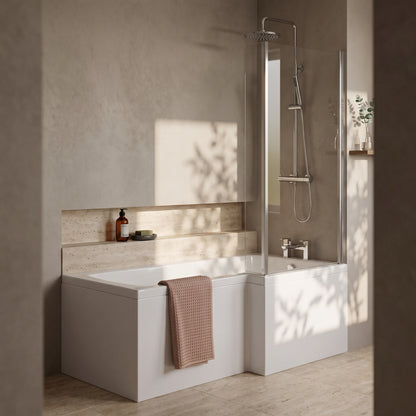 Fairford 1600 x 850mm LH L Shape Bath with Screen and Panel