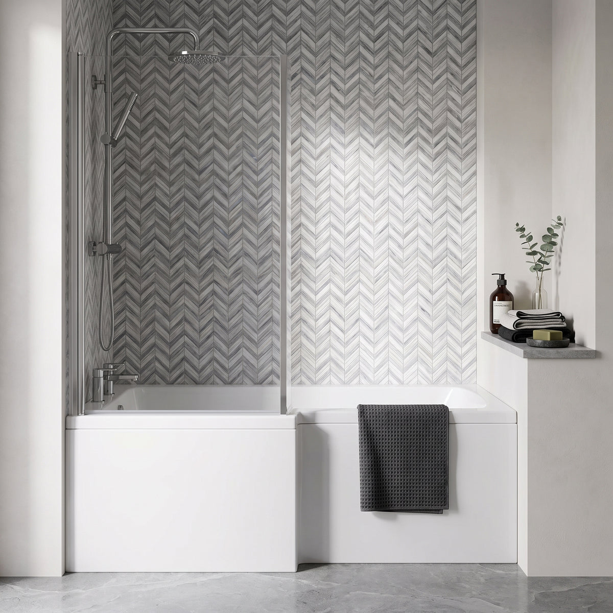 Fairford 1600 x 850mm LH L Shape Bath with Screen and Panel