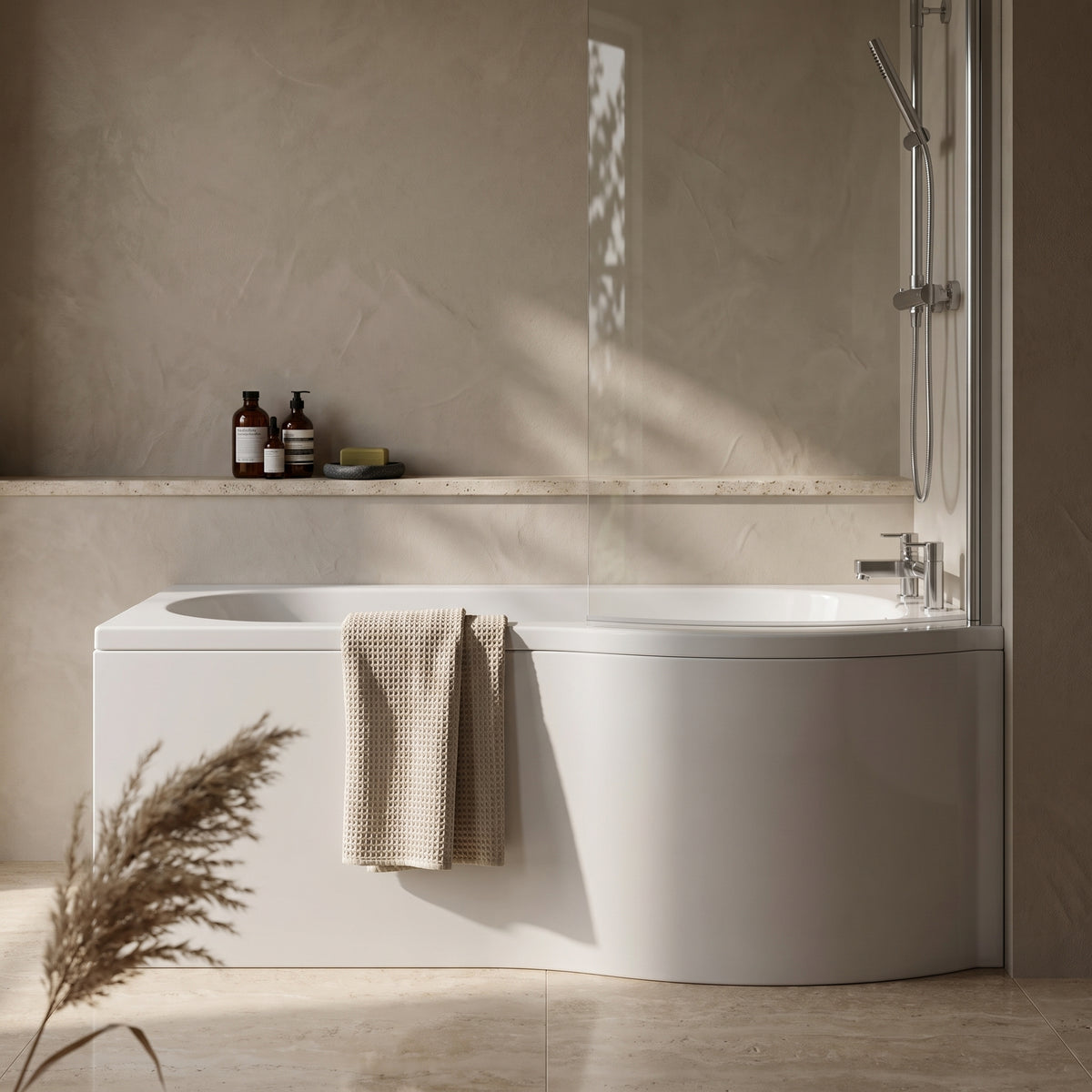 Fairford 1500 x 850 LH P Shape Bath with Screen and Panel