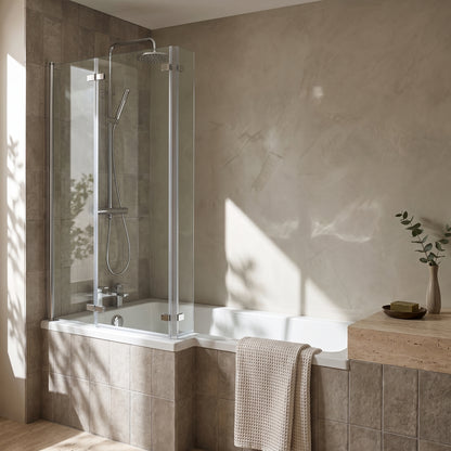 Fairford 5mm L Shaped Shower Bath Screen with Fixed Panel
