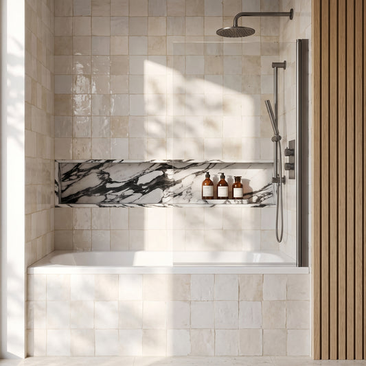 Fairford 6mm Gunmetal Square Hinged Bath Screen