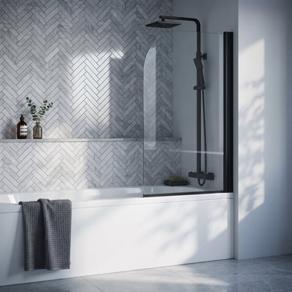 Fairford 6mm Radius Shower Bath Screen, Matt Black