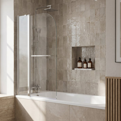 Fairford 6mm Rads Shower Bath Screen w Fixed Panel and Rail