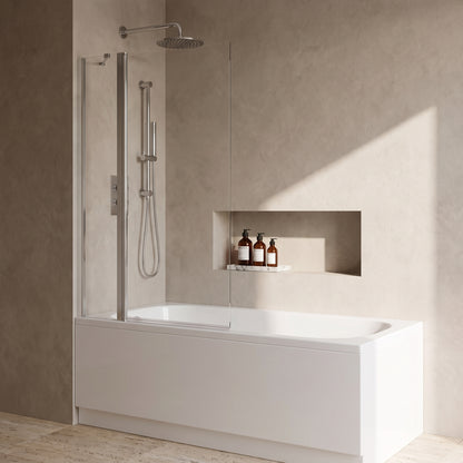 Fairford 6mm Straight Shower Bath Screen with Fixed Panel