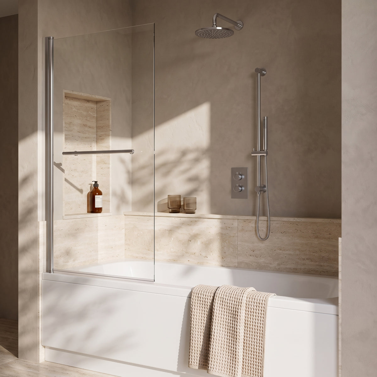 Fairford 6mm Straight Shower Bath Screen with Rail