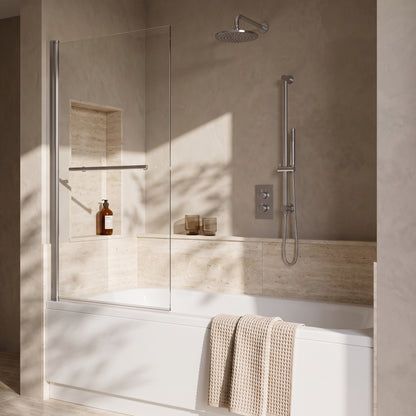 Fairford 6mm Straight Shower Bath Screen with Rail