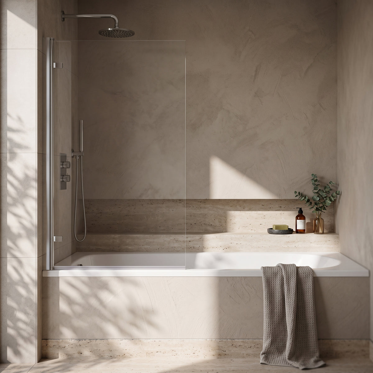 Fairford 8mm Straight Shower Bath Screen 830 x 1520 Square