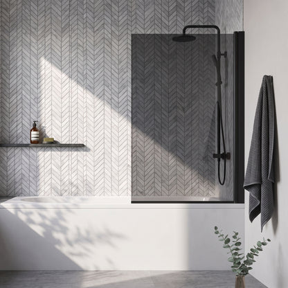 Fairford Black Tinted Hinged Bath Screen