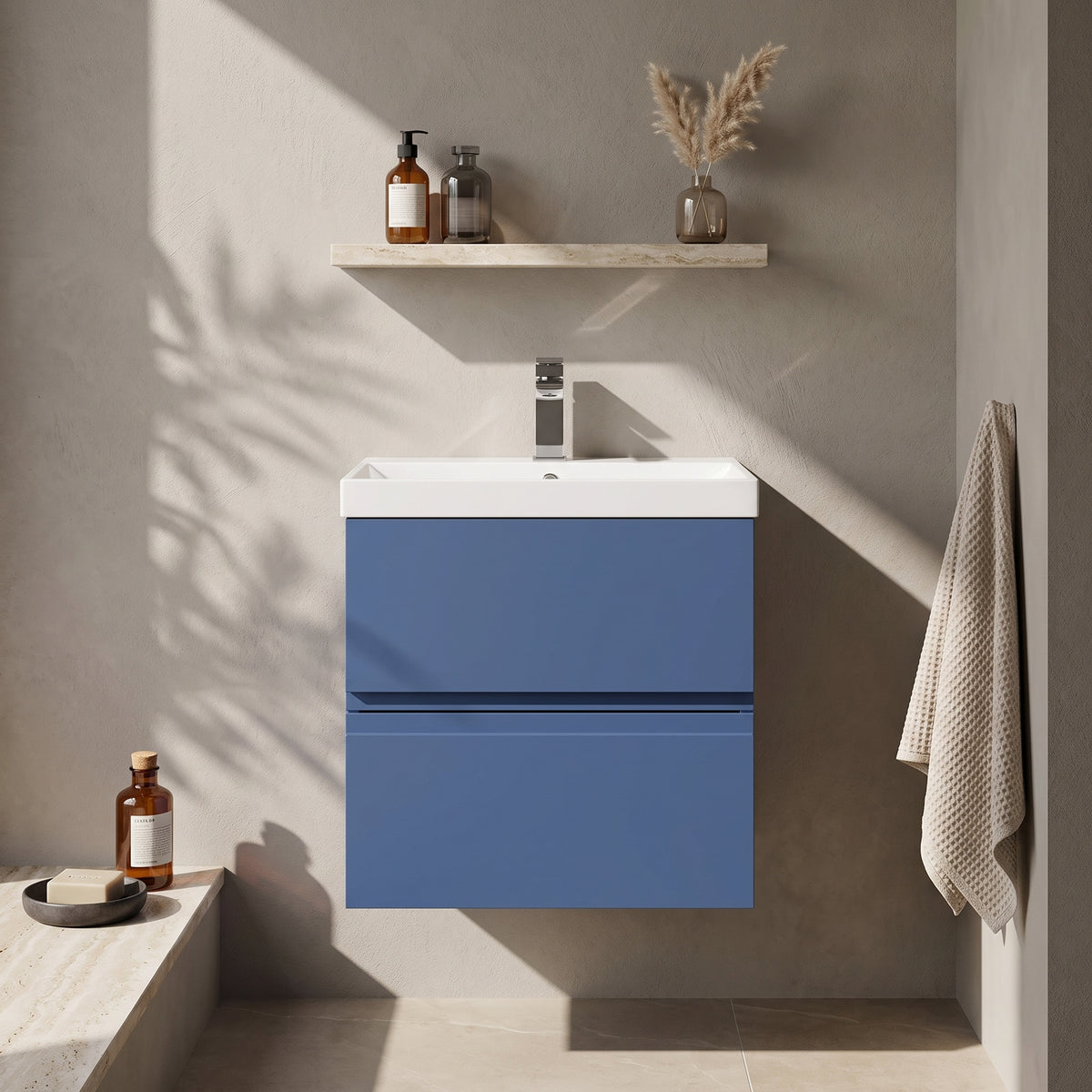 Fairford Finesse 500mm Satin Blue Wall Hung Vanity Unit