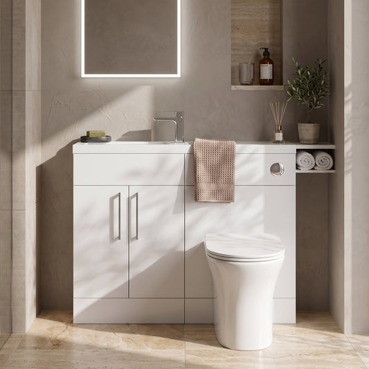 Fairford Union Style Slab Matt White 1000mm Slimline Combination Pack