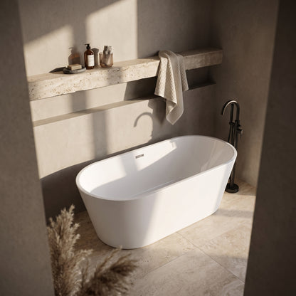 Rivato Modena 1500 x 750 x 580mm Gloss White Freestanding Shower Bath