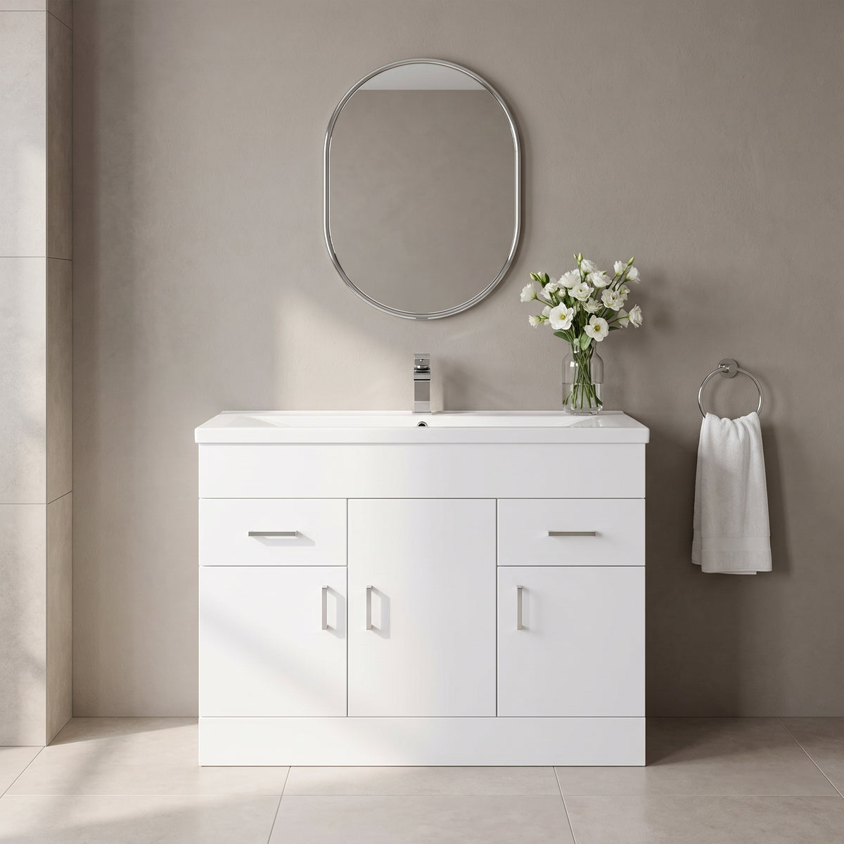 Fairford Kingsly Gloss White 1000mm Floor Standing Vanity Unit