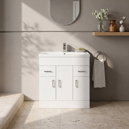 Fairford Kingsly Gloss White 800mm Floor Standing Vanity Unit