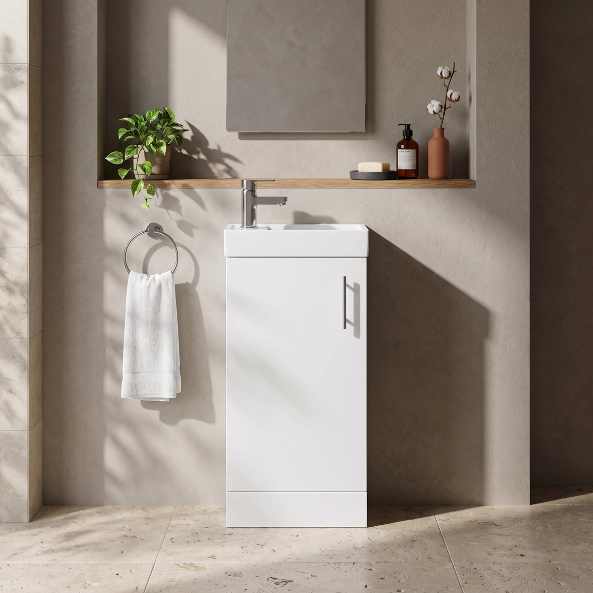 Fairford Minimalist 400mm Gloss White Floorstanding Vanity Unit