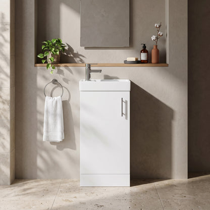 Fairford Minimalist 400mm Gloss White Floorstanding Vanity Unit